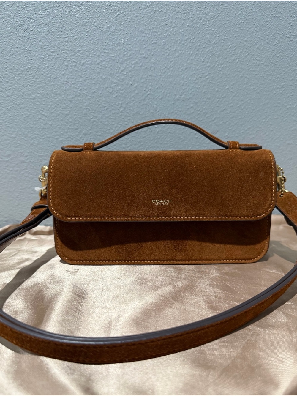 Coach Elora Top Handle Crossbody in Warm Brown Suede (CCY31) - Picture 5 of 5